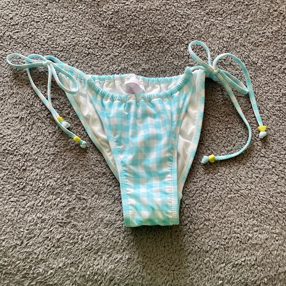 STONEY CLOVER LANE Triangle Bikini. Blue, white plaid. NWT - Picture 2 of 5